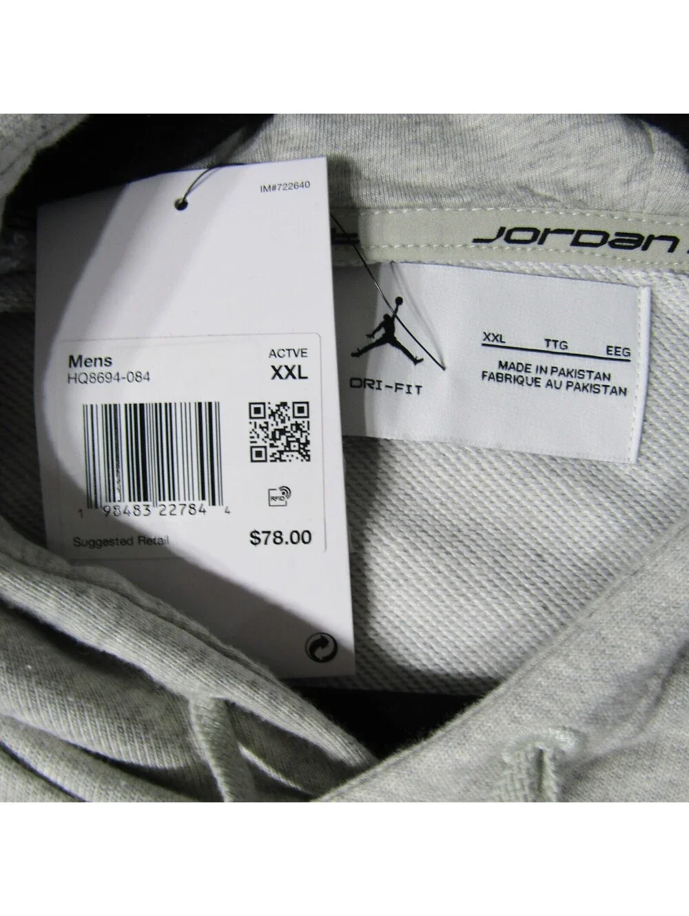 NWT Jordan Sport Crossover Fleece Hoodie Men's XXL Grey Heather